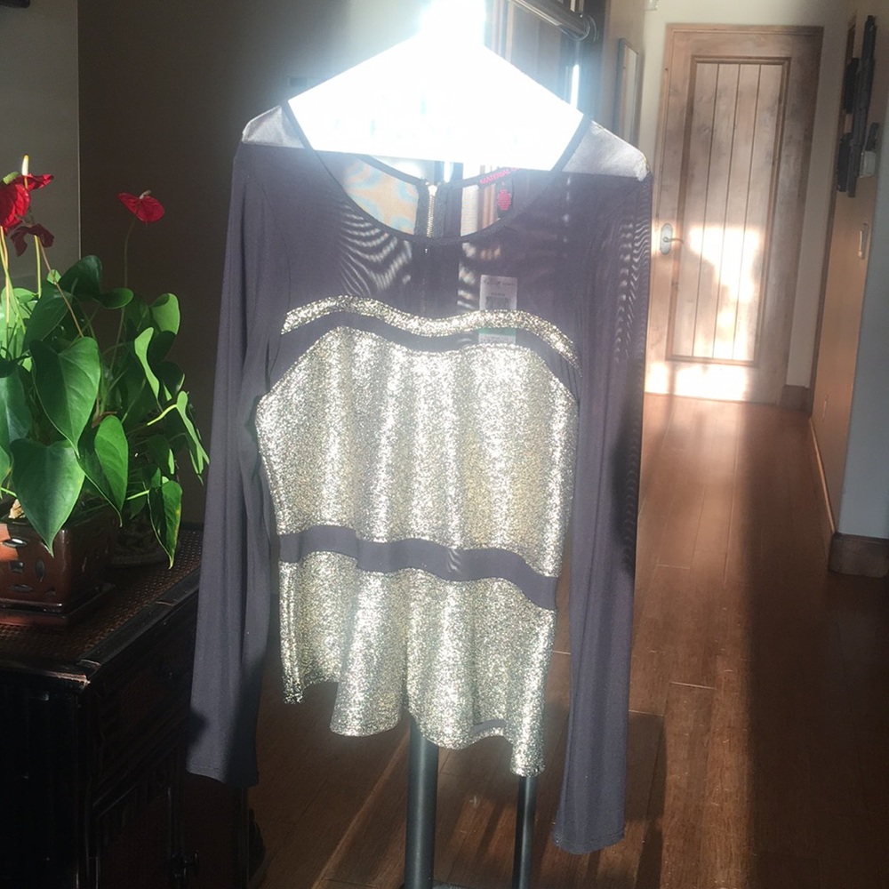 Black and Gold Sheer Top